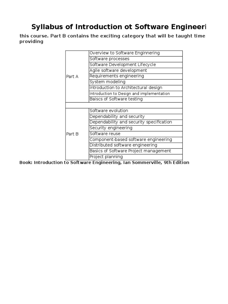 Software Engineering Course Deatil PDF Software Development Process