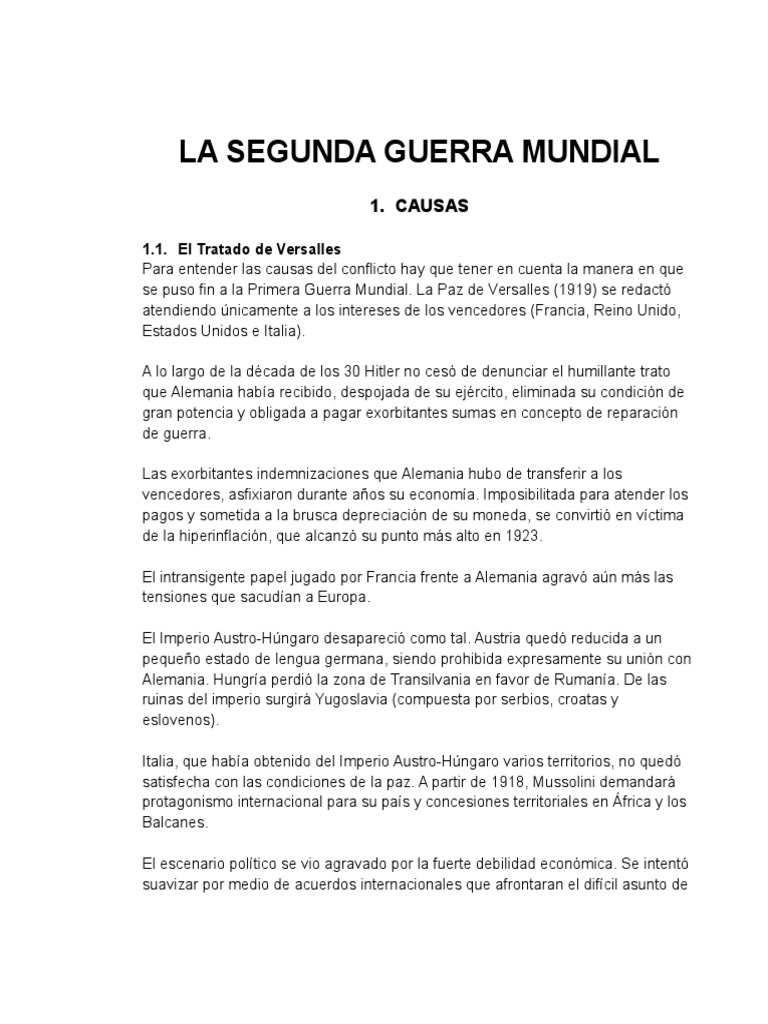 Causas y consecuencias de la Segunda Guerra Mundial | PDF | Alemania ...