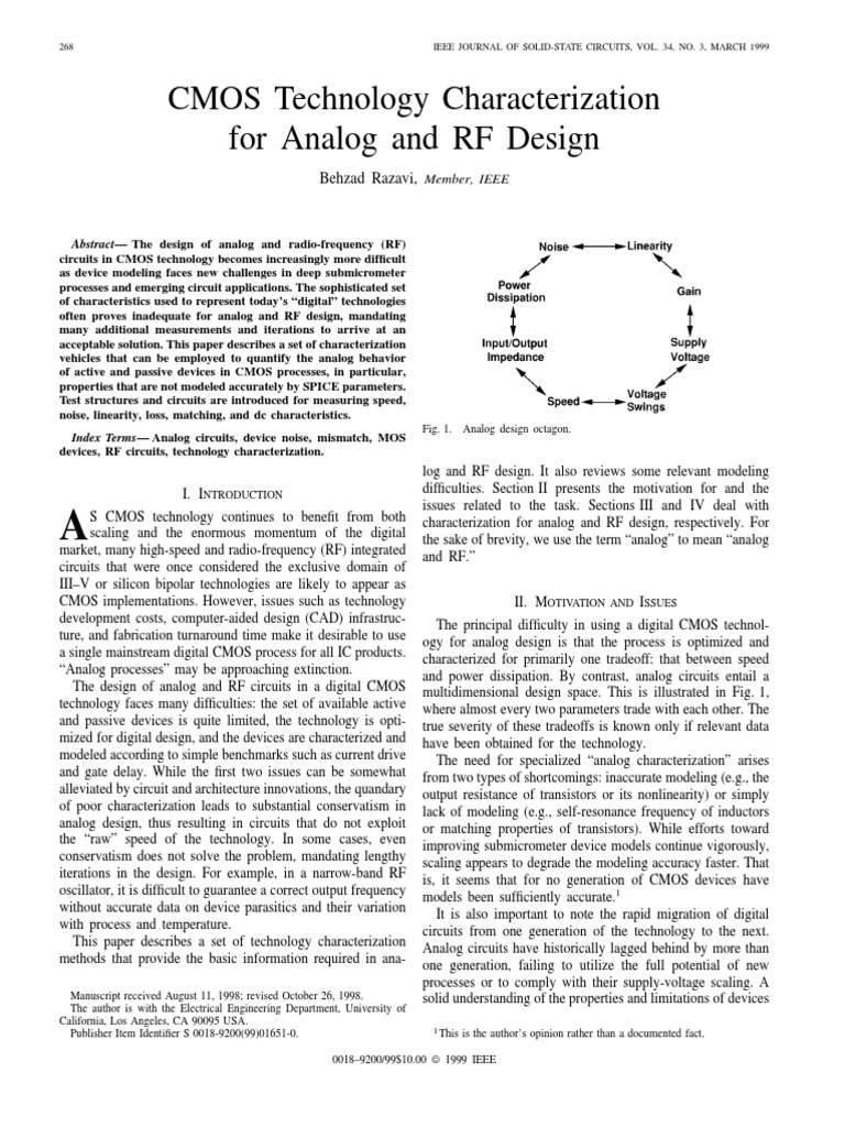 CMOS Technology Characterization For Analog and RF Design: Behzad ...
