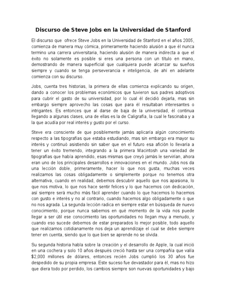 Discurso de Steve Jobs en Stanford | PDF | Apple Inc. | Steve Jobs
