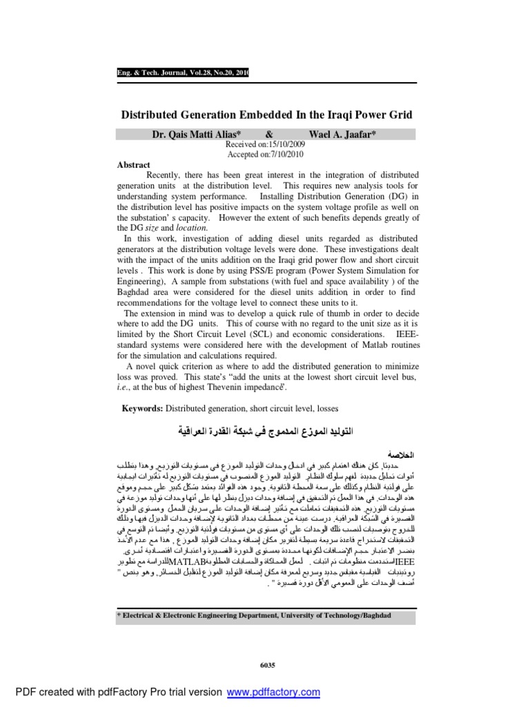 Distributed Generation in Iraqi Power Grid | PDF | Electrical Grid ...