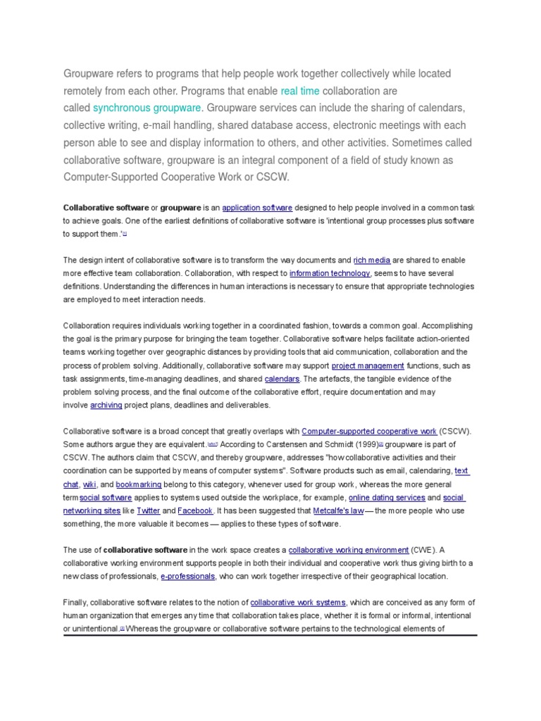 Real Time Synchronous Groupware: Collaborative Software or Groupware Is ...