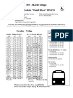 RIT - Rustic Village Bus Schedule "Cheat Sheet" 2014/15: Monday - Friday