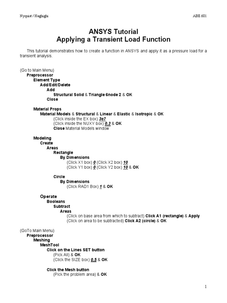 Transient Load Function Tutorial | PDF
