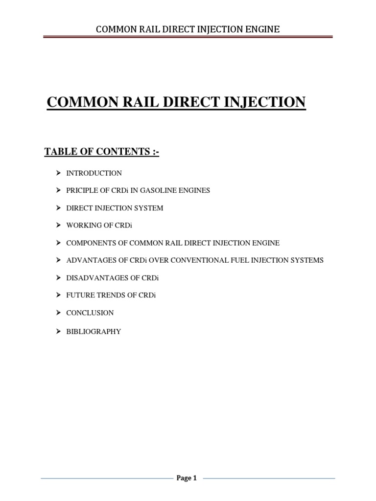 Common Rail Direct Injection Engine | PDF | Fuel Injection | Diesel Engine