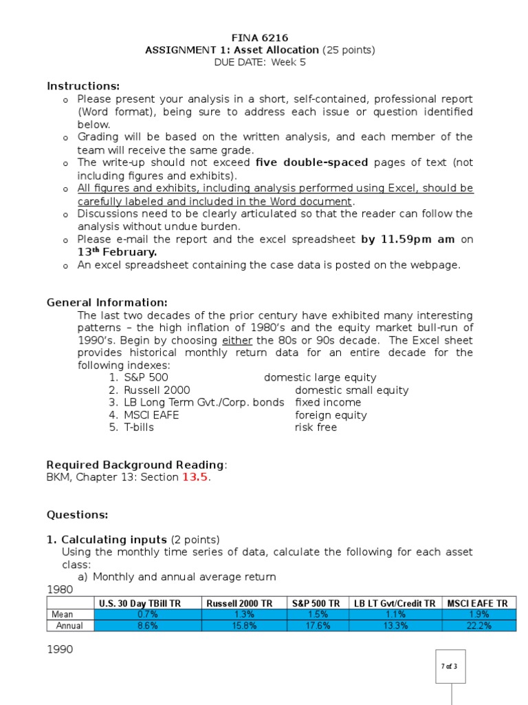 Asset Allocation Analysis Report | PDF | Asset Allocation | Beta (Finance)