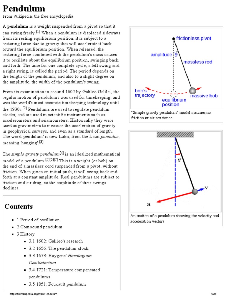 Pendulum Wikipedia, The Free Encyclopedia Pendulum Clock Free