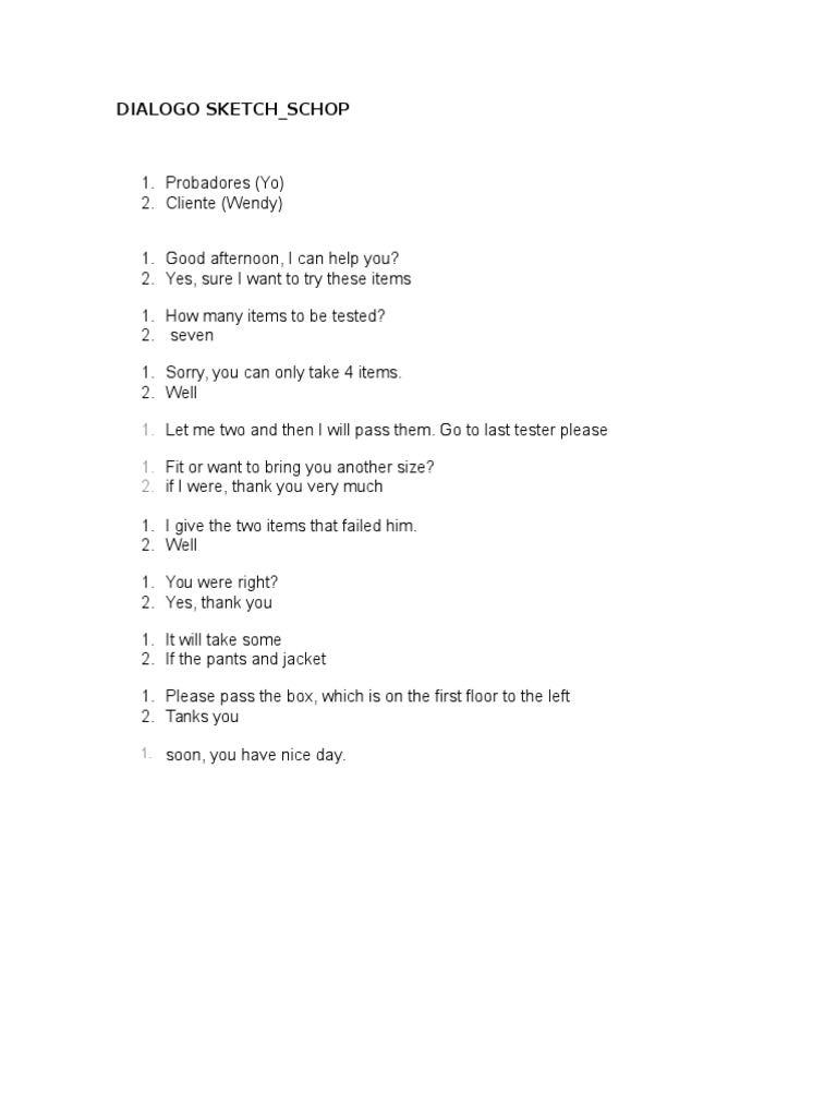 Clothing Fitting Room Dialogue Script | PDF | Self-Improvement