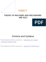 Subject: Theory of Machines and Mechanisms (ME-403)