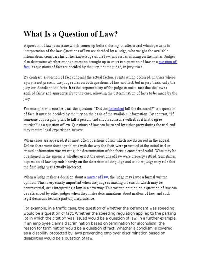 What Is A Question of Law | PDF | Question Of Law | Jury Trial