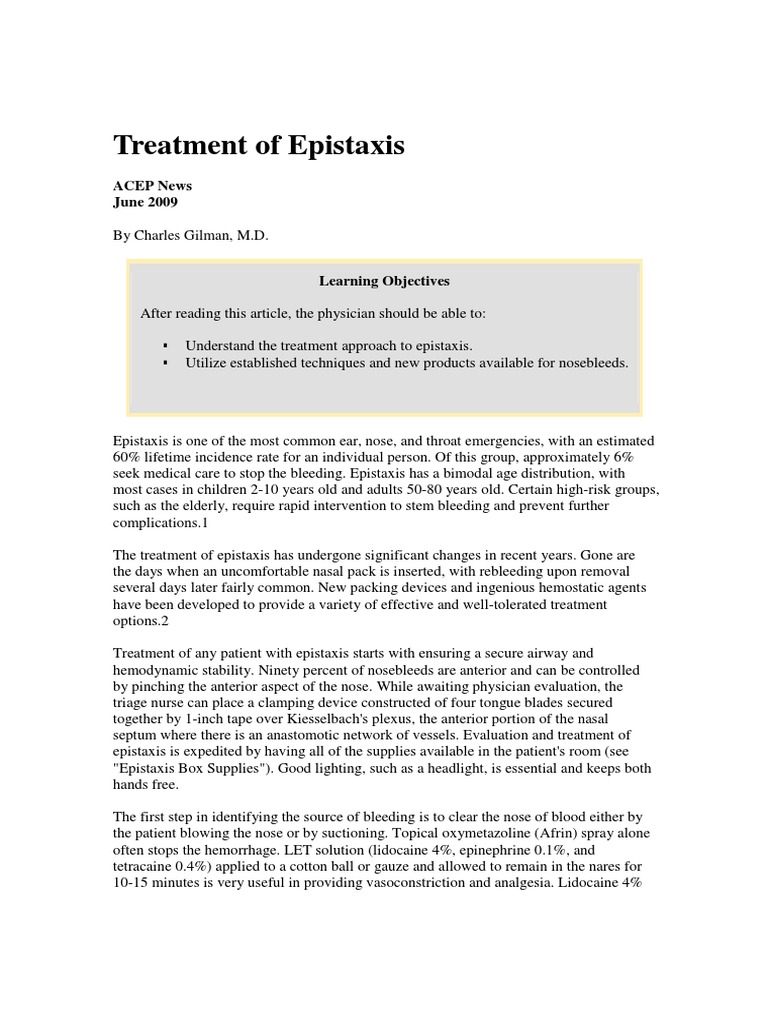 Epistaxis management | Medical Specialties | Medicine