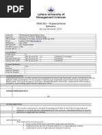 Lahore University of Management Sciences: ORSC201 Organizational Behavior