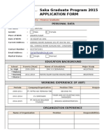 Saka Graduate Program 2015 Application Form: Personal Data