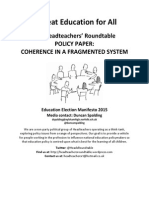 Headteachers Roundtable Education Election Manifesto Coherence in a Fragmented System Paper Final
