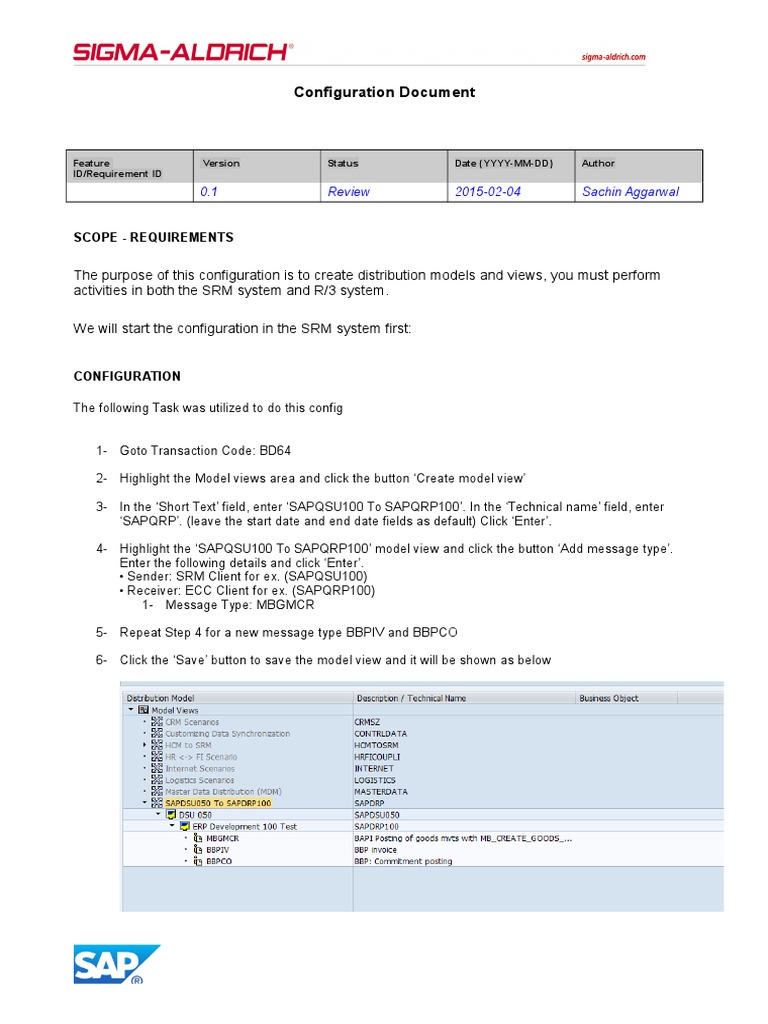 SAP BD64 Distribution Model Setup Guide | PDF