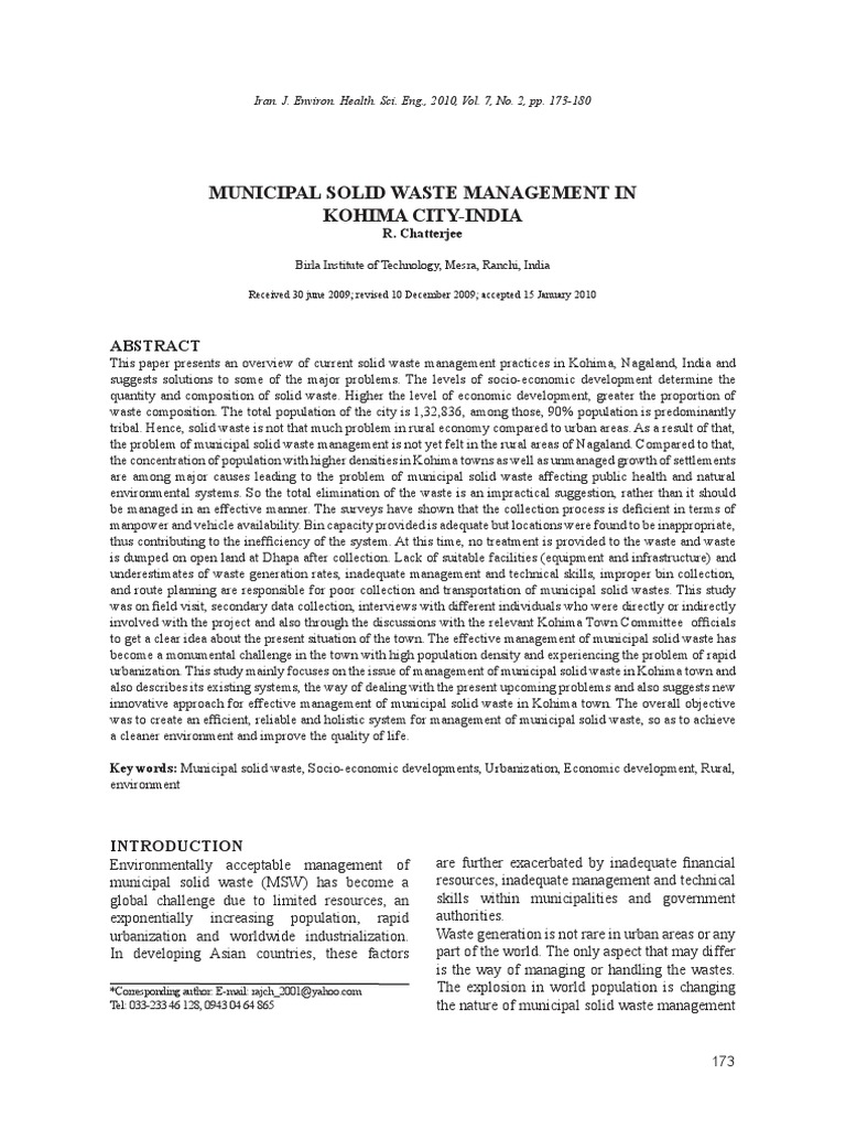 Kohima Waste Management Solutions | PDF | Waste Management | Municipal ...