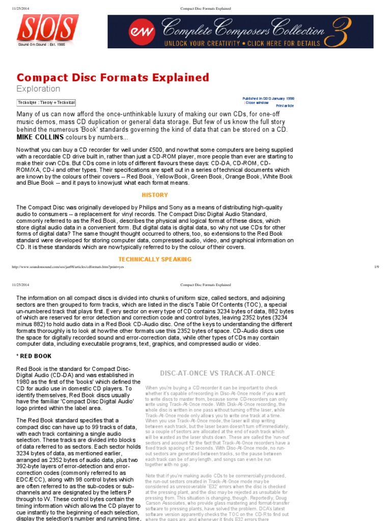 Compact Disc Formats Explained Compact Disc Cd Rom