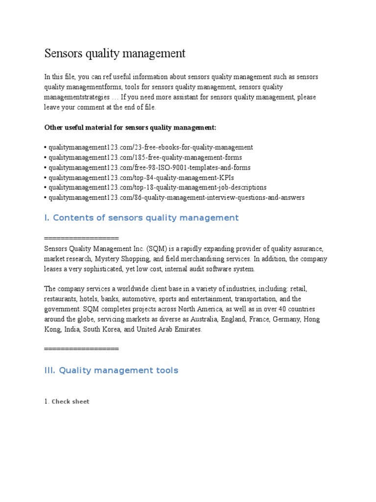Other Useful Material For Sensors Quality Management PDF Scatter