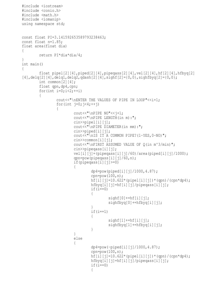 Hardy Cross Method Code | PDF | Computers | Technology & Engineering
