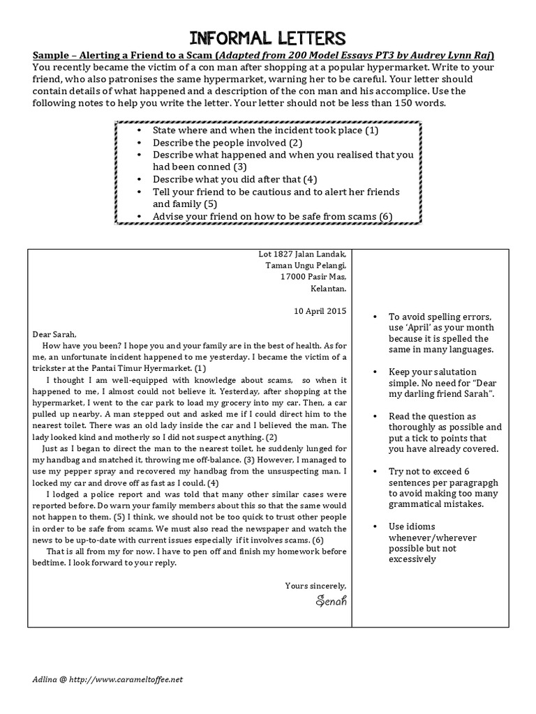 Informal Letter Writing Guide | PDF | Newspapers
