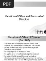 Vacation of Office and Removal of Directors