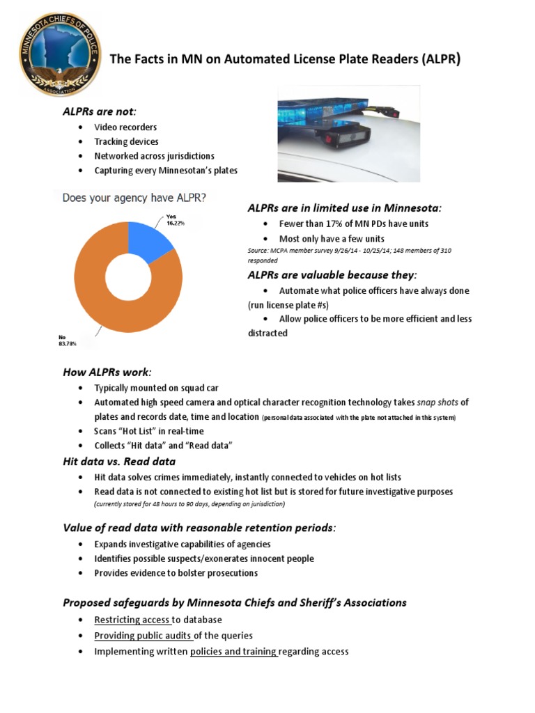ALPR Use and Regulations in Minnesota | PDF