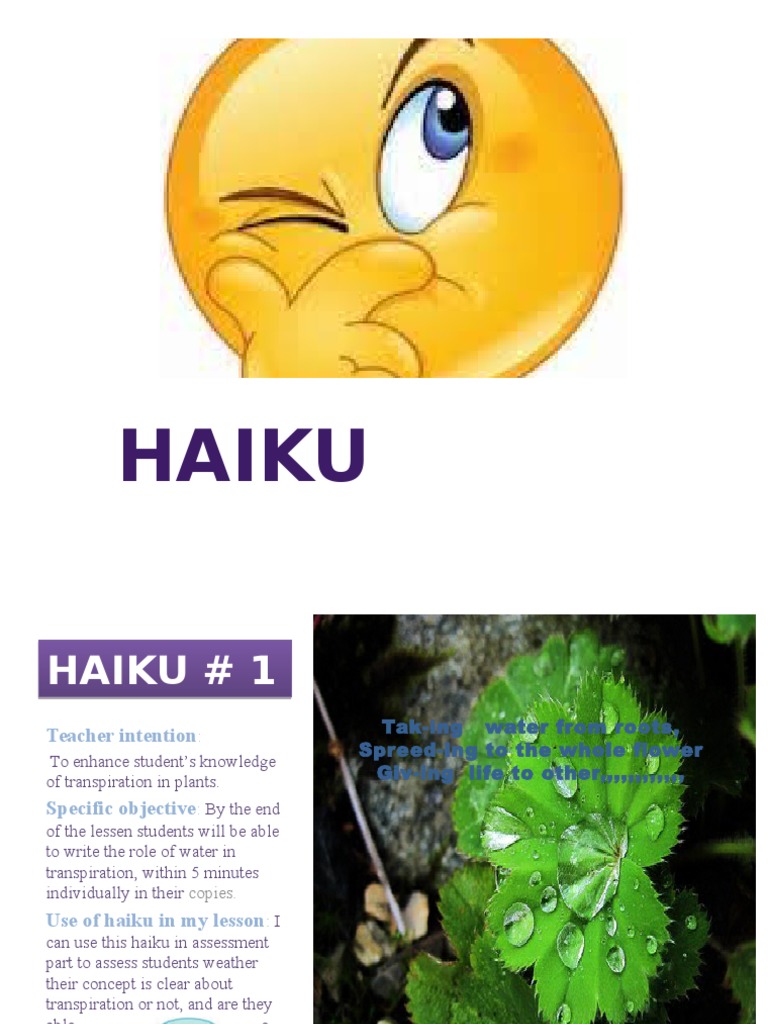 Haiku Lessons on Transpiration & Micro-organisms | PDF | Science ...