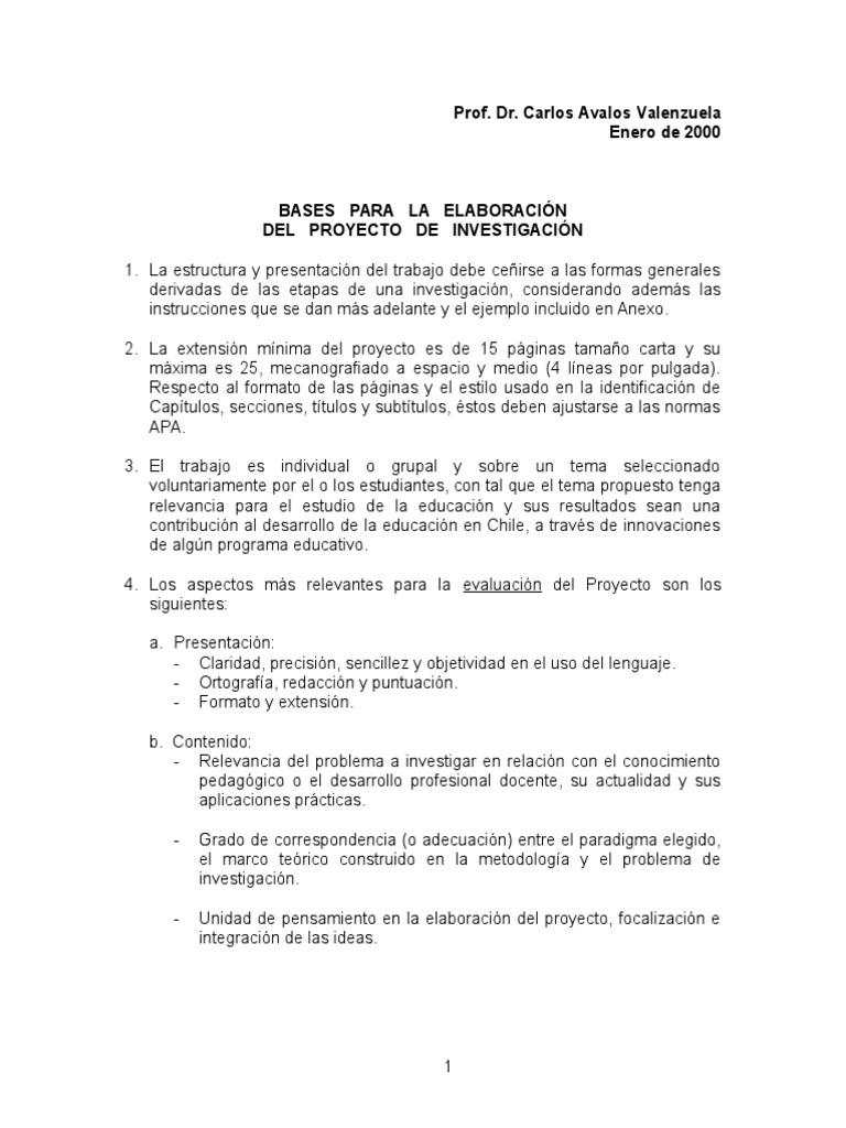 Bases para Elaborar Un Proyecto de Tesis | PDF | Teoría | Hipótesis
