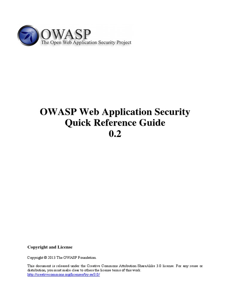 OWASP Web Application Security Quick Reference Guide 0.2 | PDF | Http ...