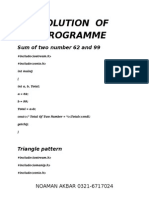 Solution of Programme