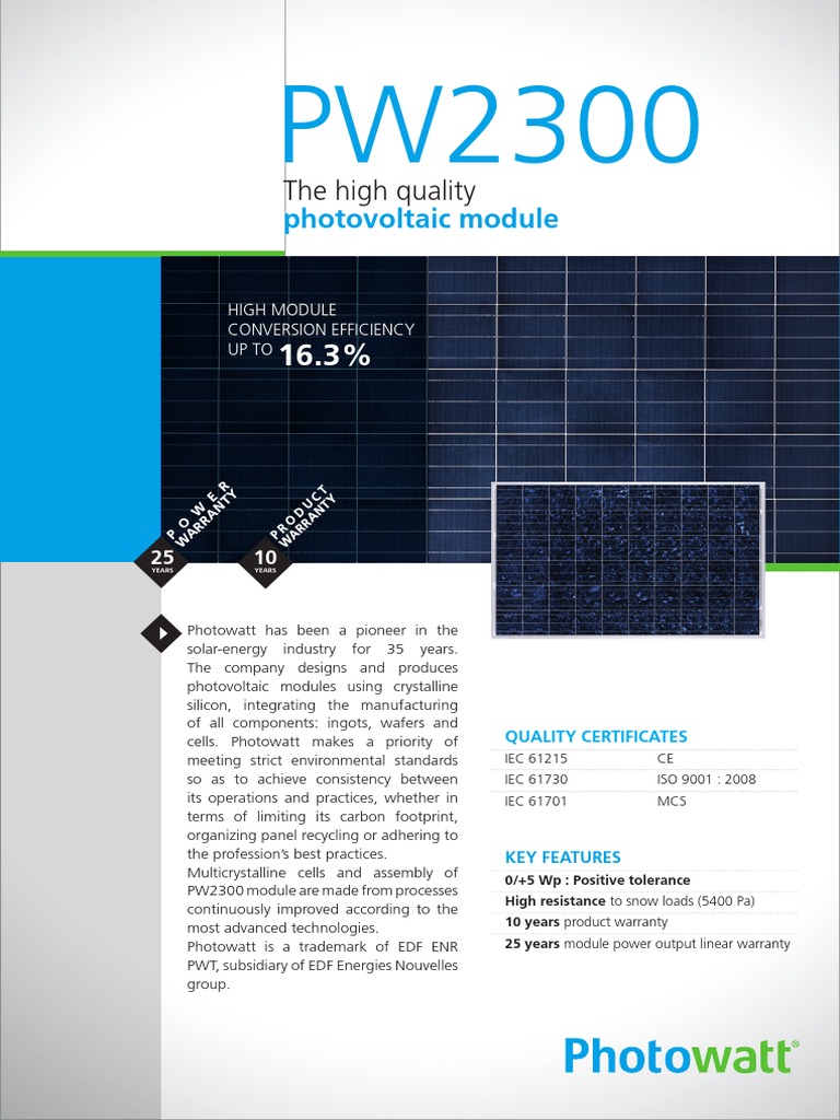 The High Quality: Photovoltaic Module | PDF