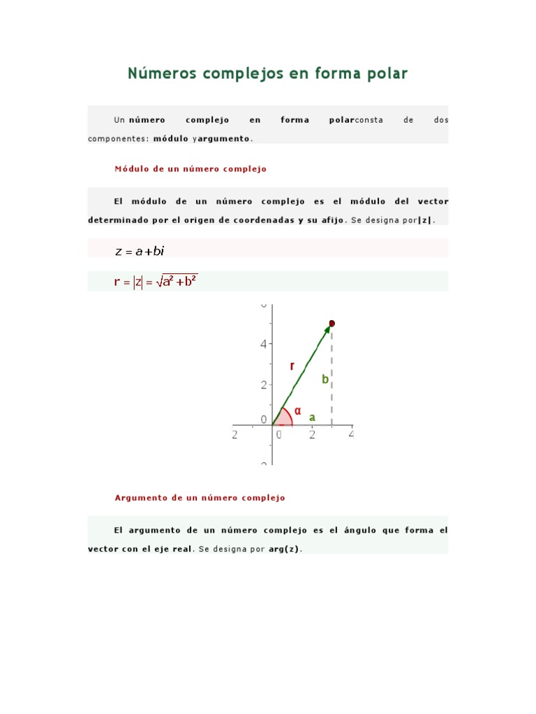 Numeros Complejos En Forma Polar Numero Complejo Teoria De La