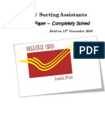 Postal Assistants Previous Paper 2010