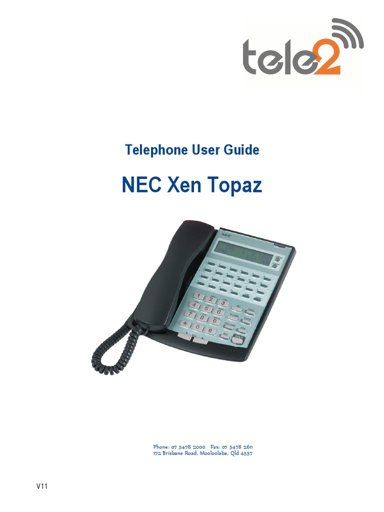 NEC Topaz Quick Reference Guide Telephone Telephony