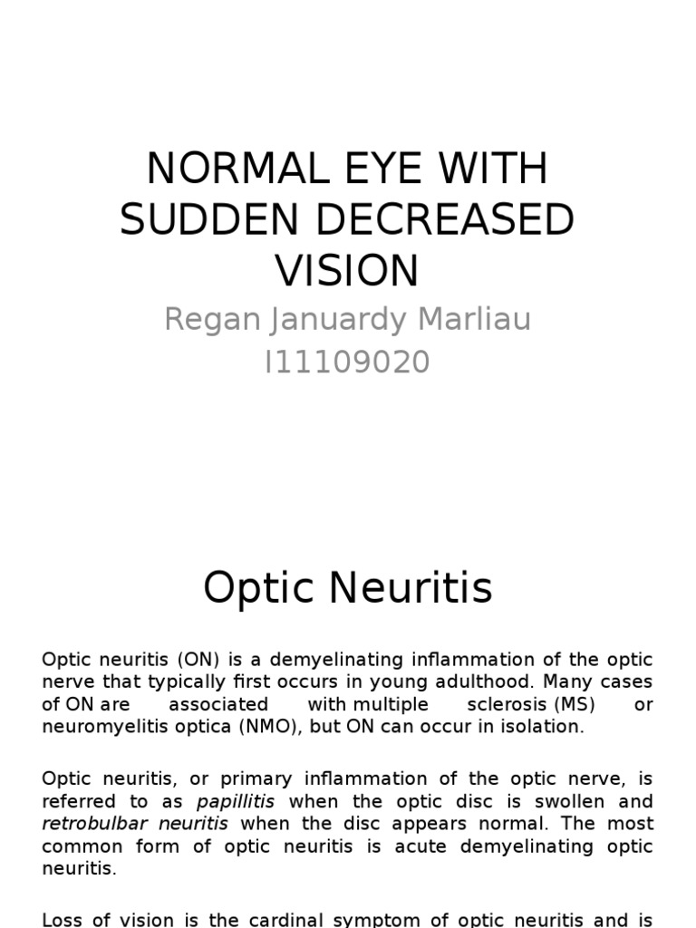 Normal Eye With Sudden Decreased Vision | PDF | Peripheral Neuropathy ...