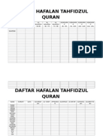 Daftar Hafalan Tahfidzul Quran