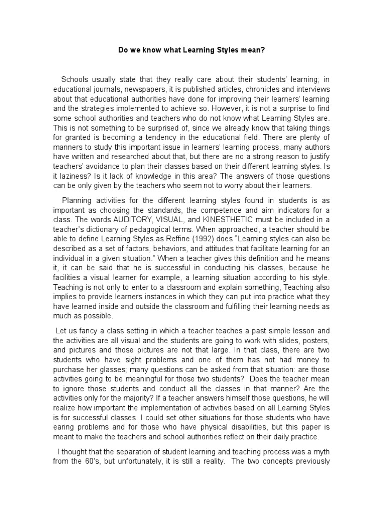 essay about learning psychology