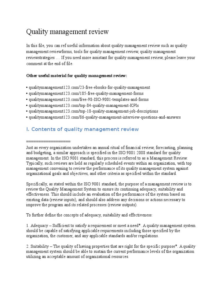 Quality Management Review | PDF | Scatter Plot | Scientific Modeling