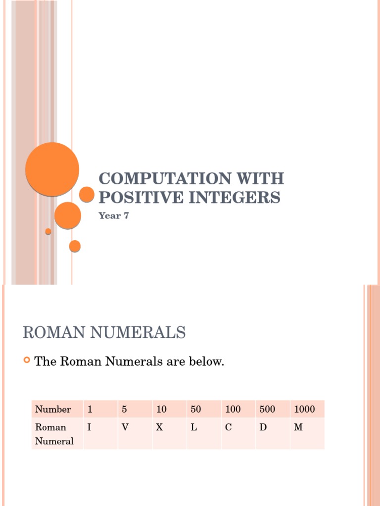 Roman Numerals and Positive Integers | PDF | Rounding | Natural Number