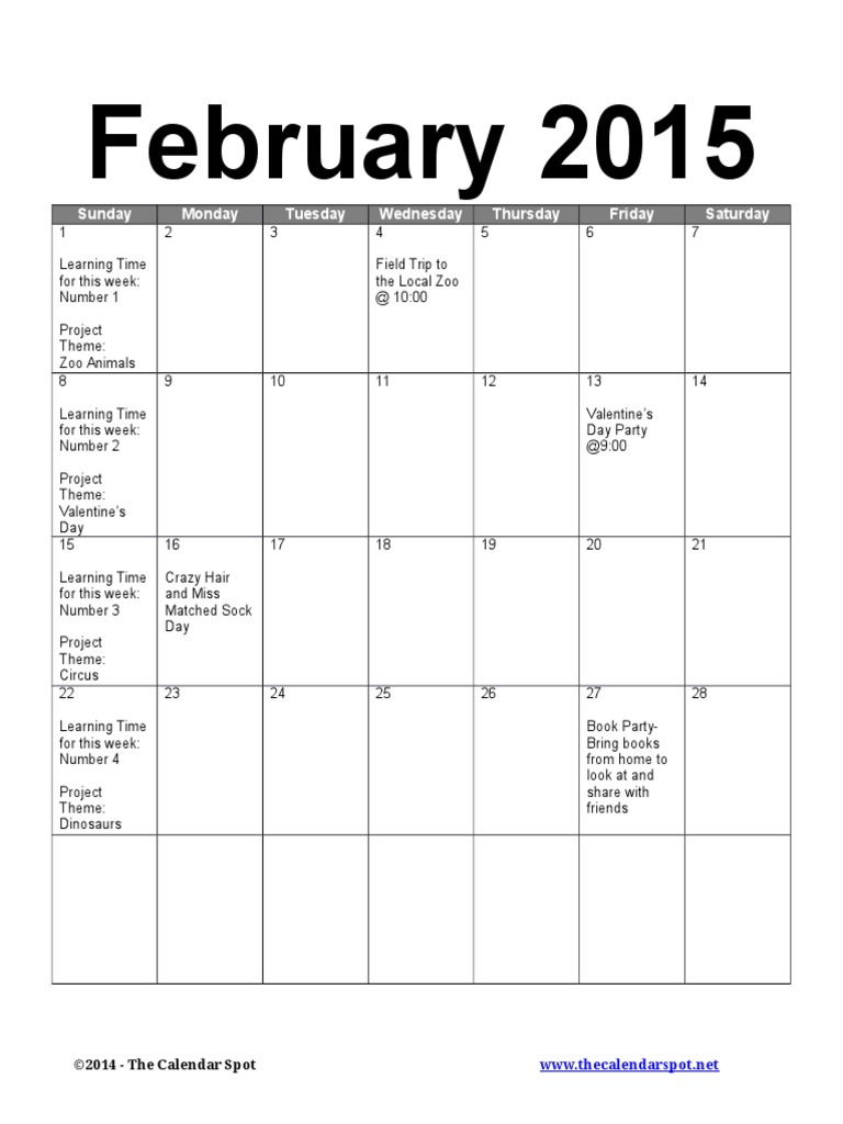 Fill in Printable Calendars PDF