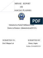 Seminar Report ON Financial Plannig: Submitted in Partial Fulfilment of The Master in Business Administration (HONS.)
