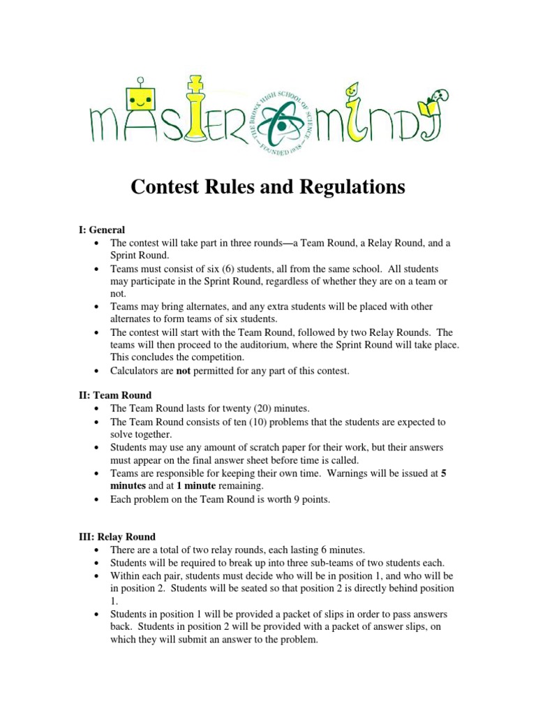 Masterminds Tournament Regulations | PDF | Gaming | Sports