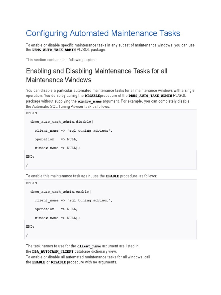 Automated Maintenance Tasks In Der Oracle Datenbank – WDGSG