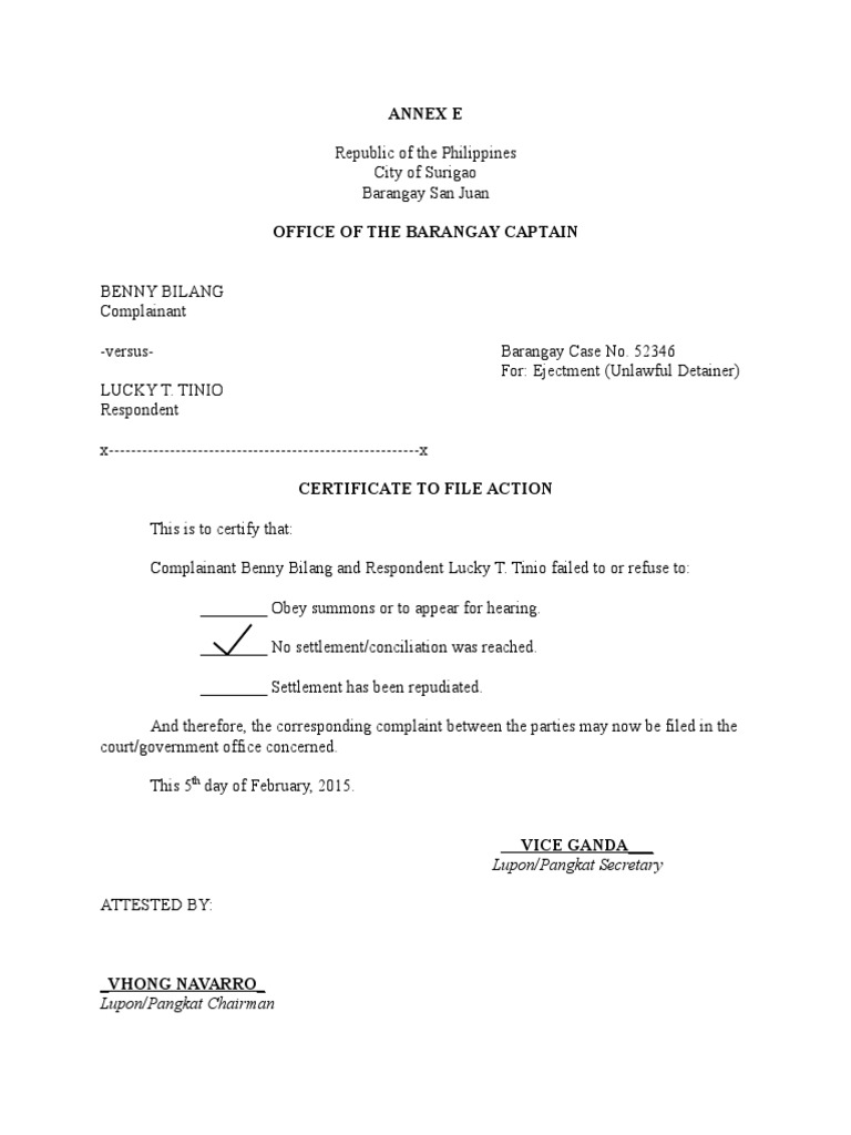 Certificate To File Action PDF