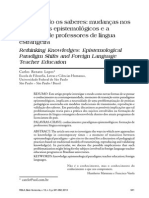 Repensando Os Saberes - Mudanças Nos Paradigmas Epistemológicos e a Formação de Professores de Língua Estrangeira