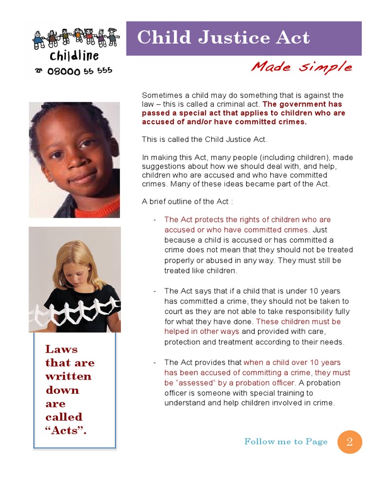 The Child Justice Act Summary Probation Officer Crime & Violence