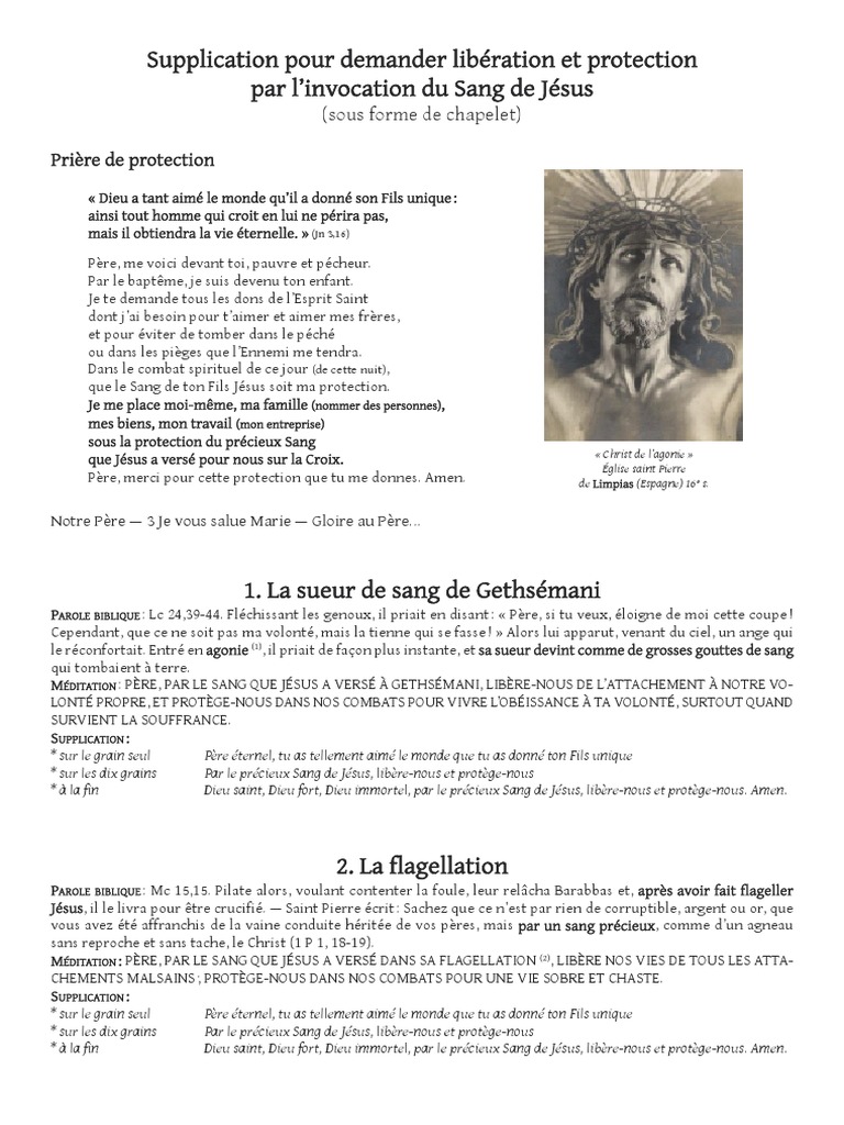 Prière De Protection Puissant Du Très Précieux Sang De Jésus Chapelet Precieux Sang PDF | PDF | Saint-Esprit | Dieu le Père