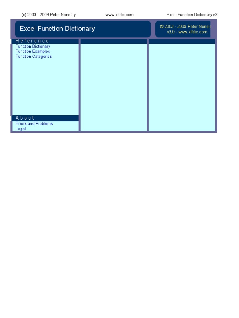 Excel Formula Dictionary | Creating a dictionary with Microsoft Excel ...