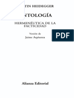 Ontología Hermeneutica de La Facticidad Alianza Editorial - Ontologia