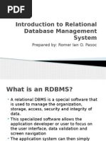 Introduction to Relational Database Management System